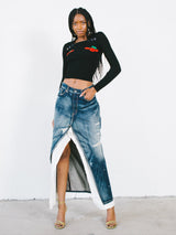 2013 Junya Watanabe Reworked Denim Maxi Skirt Bottom arcadeshops.com