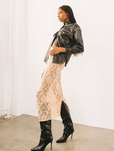 1996 Dolce & Gabbana Nude Lace Midi Skirt Bottom arcadeshops.com