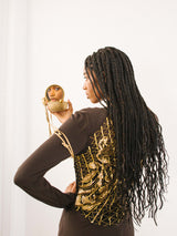 Fendi Gold Ostrich Leather Drawstring Evening Bag Accessory arcadeshops.com