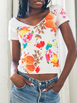 Christian Dior Flowers And Leaves Beaded Baby Tee T-Shirt arcadeshops.com