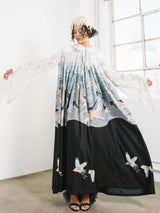 1970s Jean Varon Crochet Lace Trimed Graphic Caftan Dress arcadeshops.com