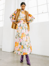 1970s Embellished Floral Print Chiffon Dress Dress arcadeshops.com