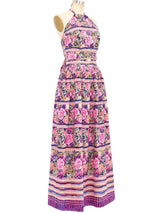 Floral Printed Silk Halter Ensemble Suit arcadeshops.com