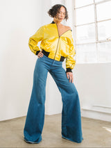 Ellis Island Embroidered Satin Bomber Jacket arcadeshops.com