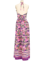 Floral Printed Silk Halter Ensemble Suit arcadeshops.com