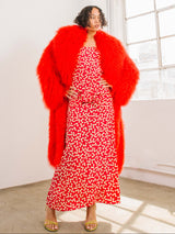 Red Mongolian Fur Coat Outerwear arcadeshops.com