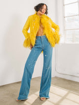 Bleach Stained Flared Jeans Bottom arcadeshops.com