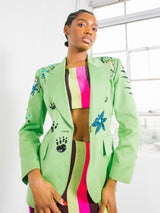 Escada Embroidered Lime Green Jacket Jacket arcadeshops.com