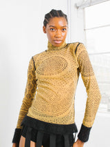 Jean Paul Gaultier Wool Trimmed Mesh Top Top arcadeshops.com