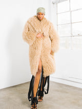 Tan Mongolian Fur Coat Outerwear arcadeshops.com