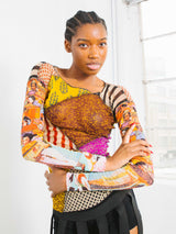 Jean Paul Gaultier Patchwork Mesh Tee Top arcadeshops.com