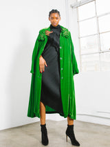 Voyage Green Velvet Rosette Cloak Jacket arcadeshops.com
