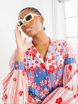 Mod White Rectangular Bubble Frame Sunglasses Accessory arcadeshops.com