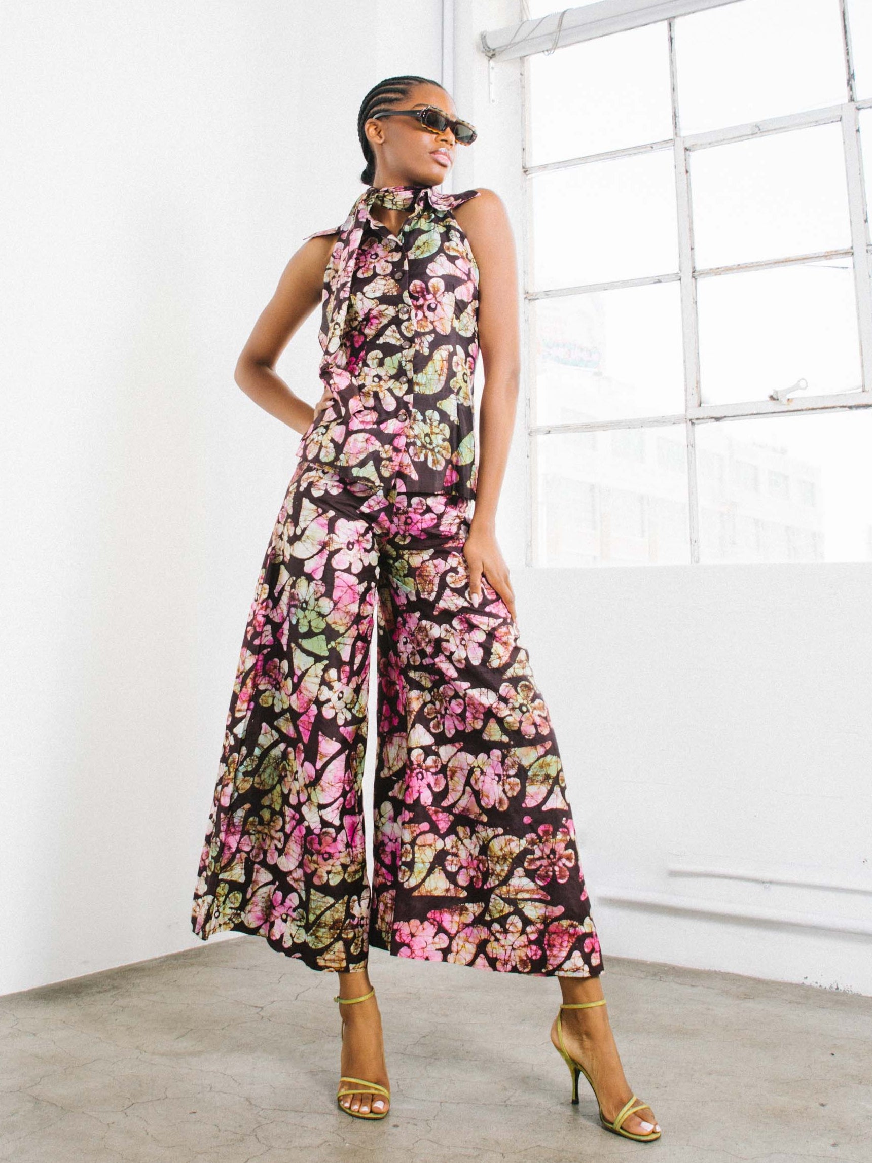 Batik Dyed Three Piece Palazzo Pant Ensemble