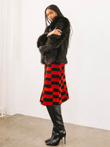 1970s Checkered Suede Midi Skirt Bottom arcadeshops.com