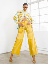 Gianni Versace Yellow Fringe Trimmed Suede Pants Bottom arcadeshops.com