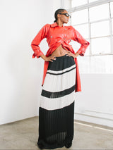 Veronique Branquinho Black and White Pleated Chiffon Skirt Bottom arcadeshops.com