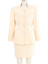 Thierry Mugler Cream Tailored Woven Skirt Suit