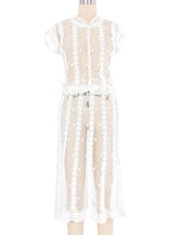 White Button Front Crochet Dress Dress arcadeshops.com