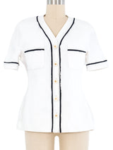 1994 Chanel Baseball Inspired Linen Jacket Jacket arcadeshops.com