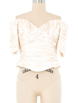 Vickey Tiel Ivory Ruched Bustier Top Top arcadeshops.com