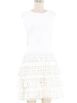 Alaia White Drop Waist Flare Knit Dress Dress arcadeshops.com