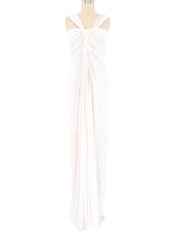 Donna Karan White Ruched Gown Dress arcadeshops.com