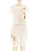 White Crochet Sequin Embellished Cover Up Mini Dress Dress arcadeshops.com