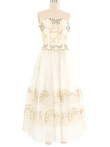Zandra Rhodes Cream Butterfly Embellished Tulle Dress Ensemble Dress arcadeshops.com