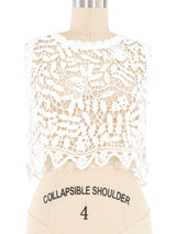White Floral Crochet Tank Top Top arcadeshops.com