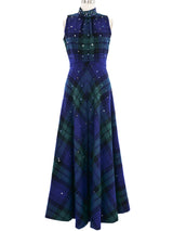 Morton Myles Crystal Studded Tartan Jumpsuit Jumpsuit arcadeshops.com
