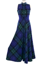 Morton Myles Crystal Studded Tartan Jumpsuit Jumpsuit arcadeshops.com
