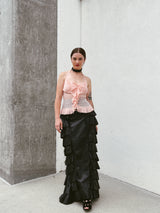Chanel Leather Ruffle Maxi Skirt Bottom arcadeshops.com