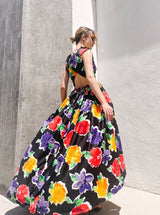 Victor Costa Open Cross Back Floral Gown Dress arcadeshops.com