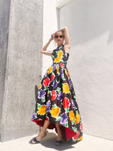Victor Costa Open Cross Back Floral Gown Dress arcadeshops.com