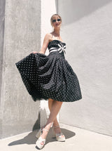 Victor Costa Black and White Dot Print Bustier Dress Dress arcadeshops.com