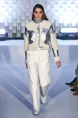 2019 Courreges Silver Shearling Bomber Jacket Jacket arcadeshops.com