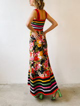 Rainbow Striped Floral Tank Dress Dress arcadeshops.com