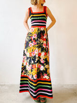 Rainbow Striped Floral Tank Dress Dress arcadeshops.com