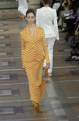 2000 Issey Miyake Mustard Egg Crate Skirt Suit Suit arcadeshops.com