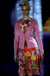 1997 Gianni Versace Couture Silk Mesh Burnout Floral Skirt Bottom arcadeshops.com