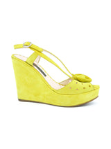 Marc Jacobs Chartreuse Suede Wedges, 6.5 Accessory arcadeshops.com