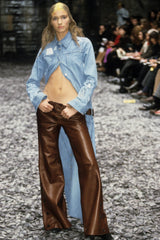 2000 Alexander McQueen Flared Leather Trousers Bottom arcadeshops.com