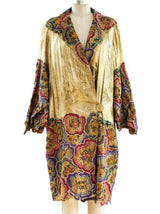 1920's Gold Lame Opera Coat with Floral Embroidery Jacket arcadeshops.com