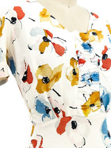 1930's Watercolor Floral Printed Gown Dress arcadeshops.com