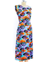 1950's Basket Print Day Dress Dress arcadeshops.com