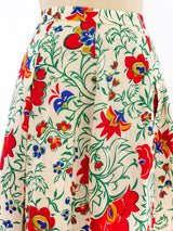 Floral Printed Pleated Wool Skirt Bottom arcadeshops.com