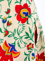 Floral Printed Pleated Wool Skirt Bottom arcadeshops.com