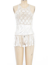 1970's Macrame Fringe Tank Top Top arcadeshops.com