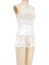 1970's Macrame Fringe Tank Top Top arcadeshops.com